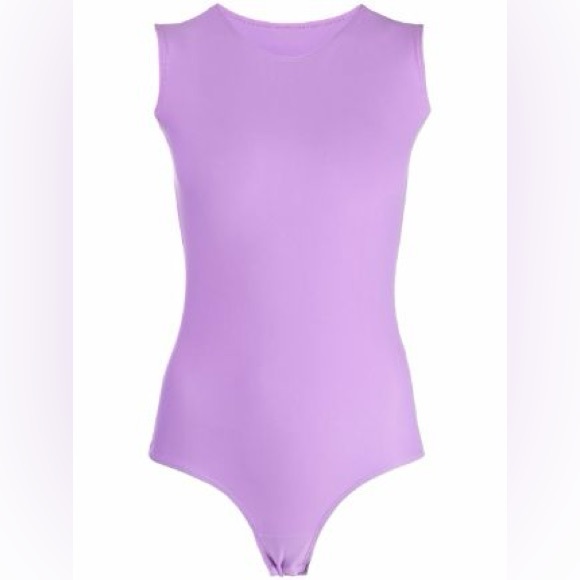 Loulou X AMR crew neck sleeveless bodysuit fitted w stretch Lavender size S EUC - Picture 2 of 8
